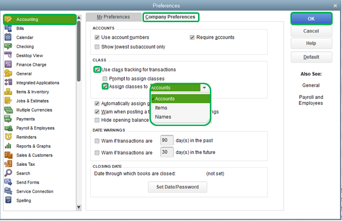 What are the four main types of QuickBooks transactions?