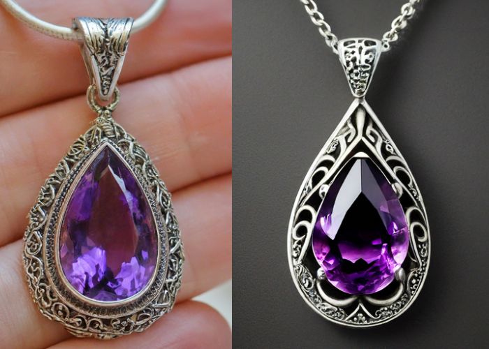 Amethyst pendant, sterling silver pendant with amethyst gemstone, amethyst pendant foe women