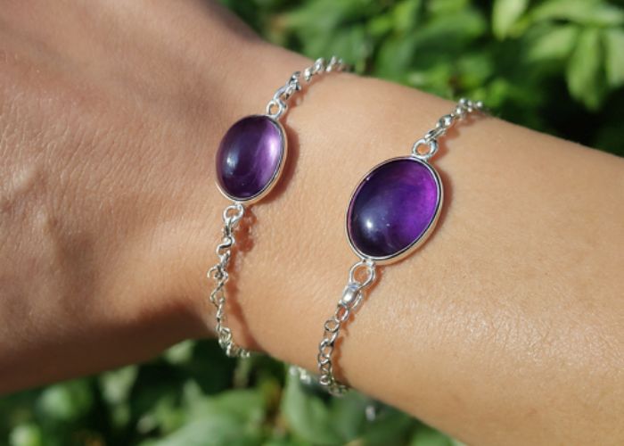 Amethyst bracelets, amethyst bracelets for men, silver amethyst bracelet