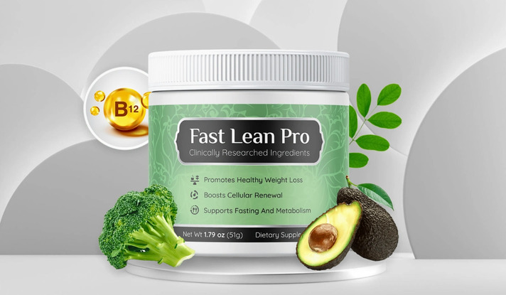 Fast Lean Pro: A bottle of Fast Lean Pro supplement capsules surrounded by fresh fruits and vegetables, symbolizing natural weight loss support.