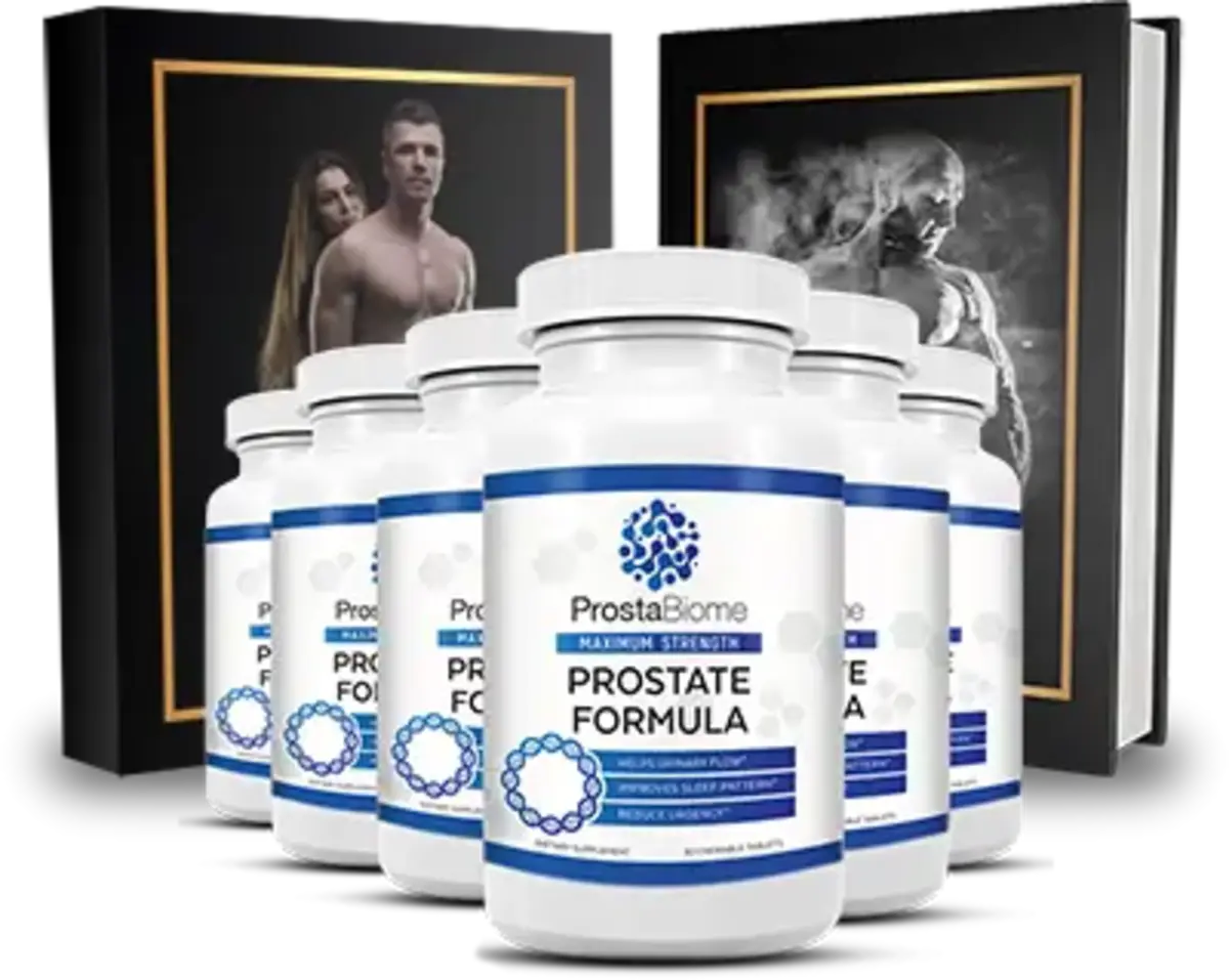 ProstaBiome supplement bottle with natural ingredients - a holistic approach to prostate health.